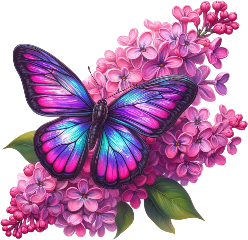 Violet butterfly on a purple flower vinyl sticker decal