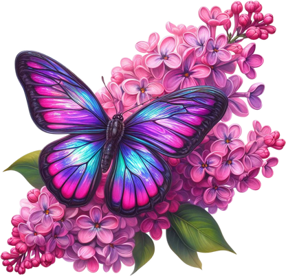 Violet butterfly on a purple flower vinyl sticker decal
