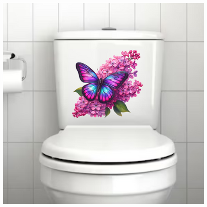 Violet butterfly on a purple flower vinyl sticker decal