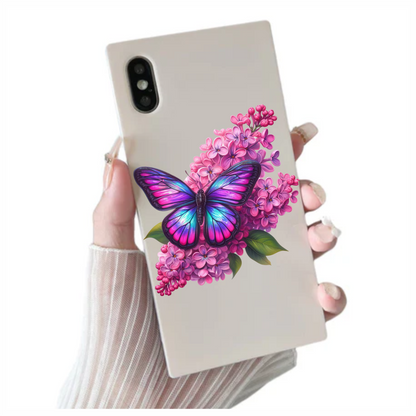 Violet butterfly on a purple flower vinyl sticker decal