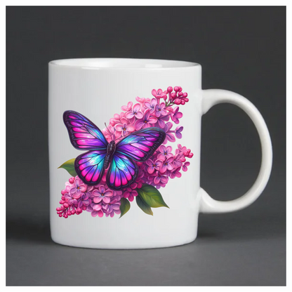 Violet butterfly on a purple flower vinyl sticker decal