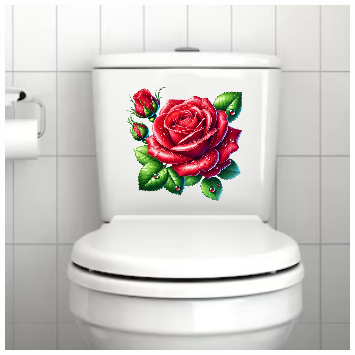 Bright red rose flower vinyl sticker decal