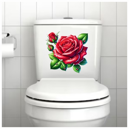 Bright red rose flower vinyl sticker decal