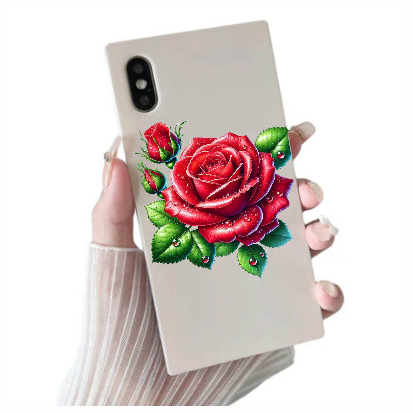 Bright red rose flower vinyl sticker decal