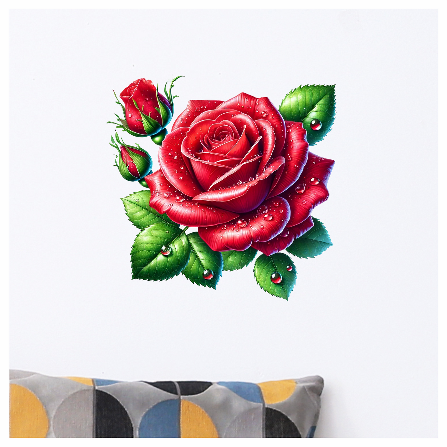 Bright red rose flower vinyl sticker decal