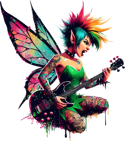 Colourful punk fairy rock star grunge vinyl sticker decal