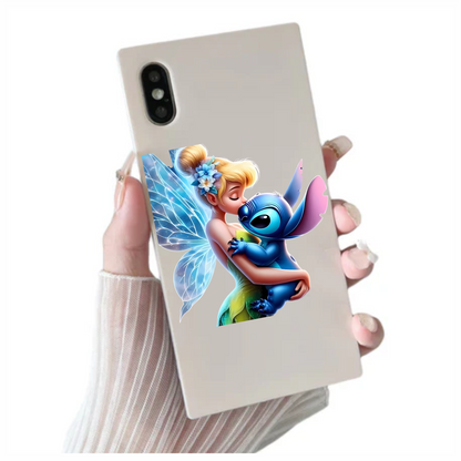 Tinkerbell and stitch having a hug kids vinyl sticker decal