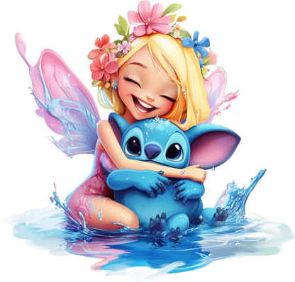 Tinkerbell and titch splashing in water vinyl sticker decal