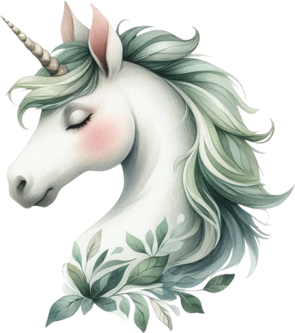 Pastel green unicorn head kids vinyl sticker decal